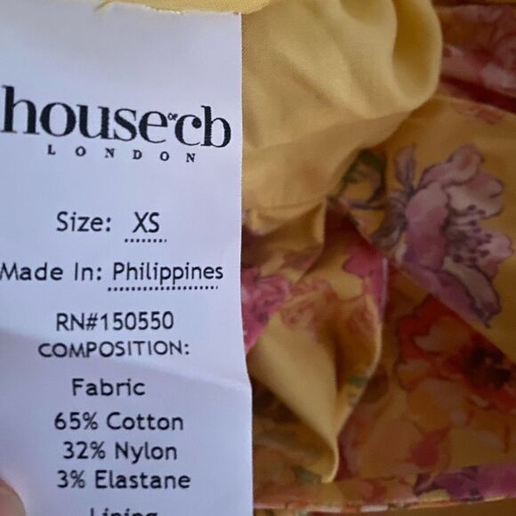 House of CB Maxi Dress Sz XS Yellow Floral Felizia Butter Print Puff Selene NEW - Picture 15 of 16